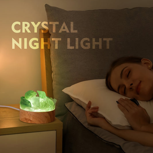 1pc Natural Crystal Raw Stone Diffuser Stone USB Interface Night Light for Bedroom Bedside Ambiance Decorative Light Cozy Mother's Day Anniversary Gift