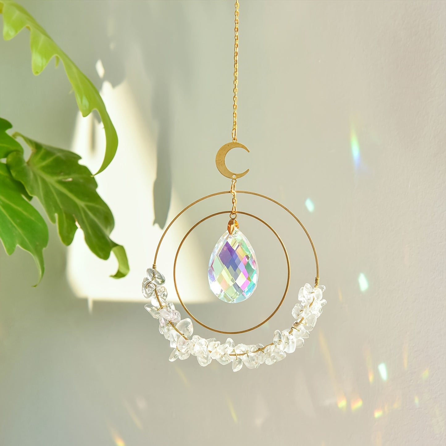 UNICI Amethyst Crystal Sun Catcher - Bohemian Style Window Hanging with Glass Prism, Rainbow Light Reflector for Home & Garden Decor, Perfect Gift for Mother's Day, Valentine's, Housewarming