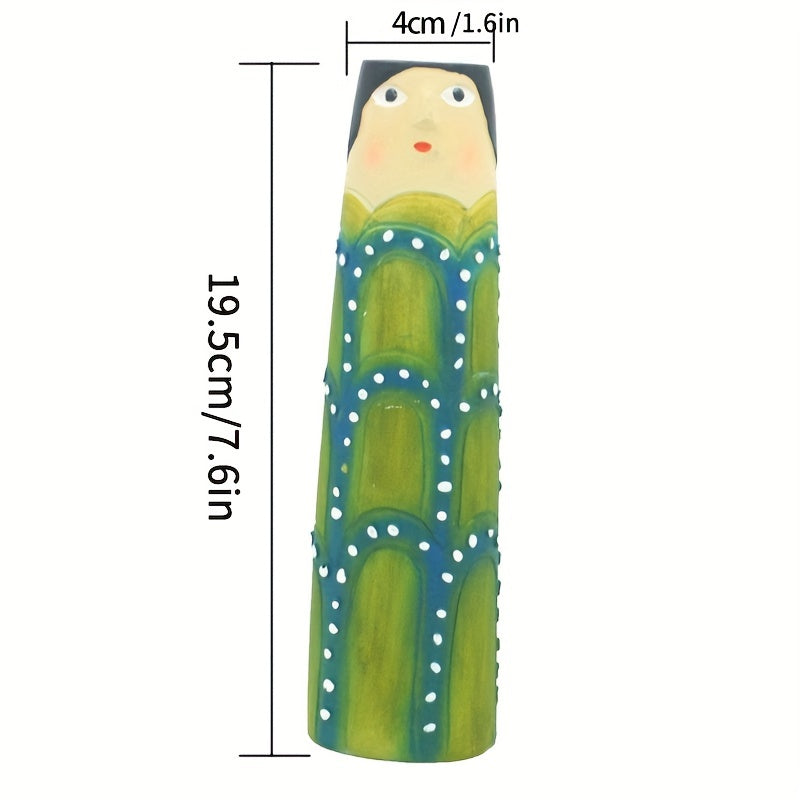 1pc Resin Spring Family Bud Vase, Bohemian Character Vase for Shelf Decor, Bathroom, Bedroom, Home Office, Wife Gift