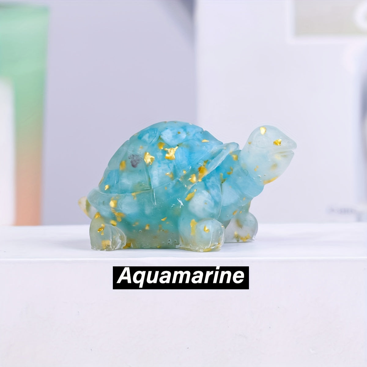 1pc, Natural Crystal Gravel Stone Resin Wrapped Small Turtle - Desktop Decoration Home Decoration, Chakra Meditation Gifts
