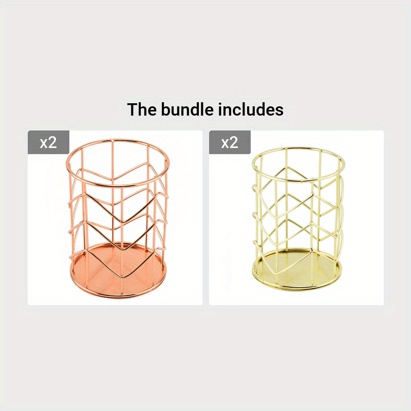 Upgrade Your Desk with This Stylish Golden Metal Pen Holder - Perfect for Home & Office Organization!